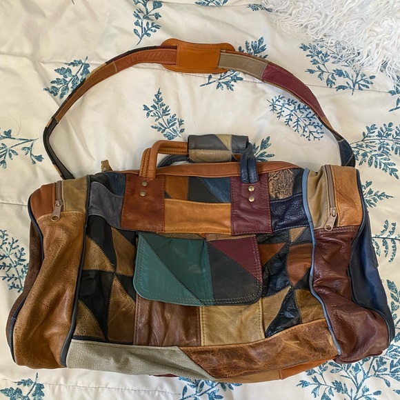 COPY - Vintage Leather Patchwork Dufflebag SOLD - Picture 2 of 7
